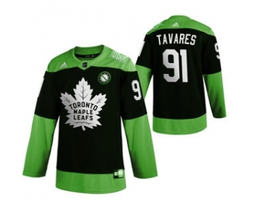 Men's Toronto Maple Leafs #91 John Tavares Green Hockey Fight nCoV Limited Hockey Jersey