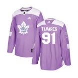 Men's Toronto Maple Leafs #91 John Tavares Purple Fights Cancer Stitched Hockey Jersey