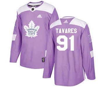 Men's Toronto Maple Leafs #91 John Tavares Purple Fights Cancer Stitched Hockey Jersey