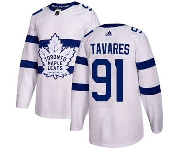 Men's Toronto Maple Leafs #91 John Tavares White 2018 Stadium Series Stitched Hockey Jersey