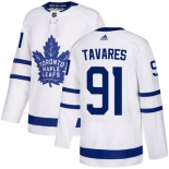 Men's Toronto Maple Leafs  #91 John Tavares White Road Authentic Stitched NHL Jersey