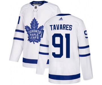 Men's Toronto Maple Leafs  #91 John Tavares White Road Authentic Stitched NHL Jersey