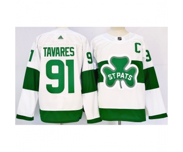 Men's Toronto Maple Leafs #91 John Tavares White St Patricks Authentic Jersey