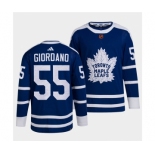 Men's Toronto Maple Leafs Black #55 Mark Giordano Blue 2022 Reverse Retro Stitched Jersey