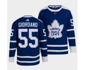 Men's Toronto Maple Leafs Black #55 Mark Giordano Blue 2022 Reverse Retro Stitched Jersey