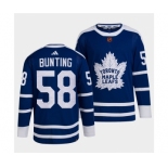 Men's Toronto Maple Leafs Black #58 Michael Bunting Blue 2022 Reverse Retro Stitched Jersey