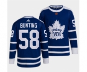 Men's Toronto Maple Leafs Black #58 Michael Bunting Blue 2022 Reverse Retro Stitched Jersey