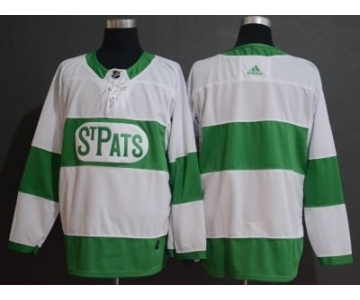 Men's Toronto Maple Leafs Blank White 2019 St. Patrick's Day Hockey Jersey