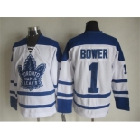 NHL Toronto Maple Leafs #1 Bower white Throwback Fel Visking Shoulder Stitched jerseys