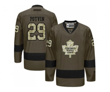 Toronto Maple Leafs #29 Felix Potvin Green Salute to Service Stitched NHL Jersey