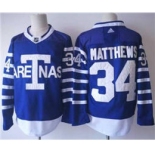 Toronto Maple Leafs #34 Auston Matthews Blue 1918 Arenas Throwback Stitched Hockey Jersey