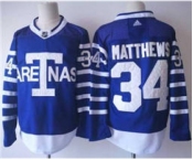 Toronto Maple Leafs #34 Auston Matthews Blue 1918 Arenas Throwback Stitched Hockey Jersey