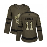 Women Adidas Toronto Maple Leafs #11 Zach Hyman Authentic Green Salute to Service NHL Jersey