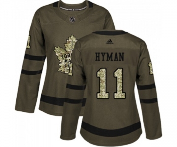 Women Adidas Toronto Maple Leafs #11 Zach Hyman Authentic Green Salute to Service NHL Jersey