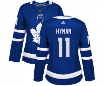 Women Adidas Toronto Maple Leafs #11 Zach Hyman Authentic Royal Blue Home NHL Jersey