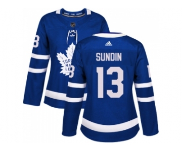 Women Adidas Toronto Maple Leafs #13 Mats Sundin Blue Home Authentic Stitched NHL Jersey