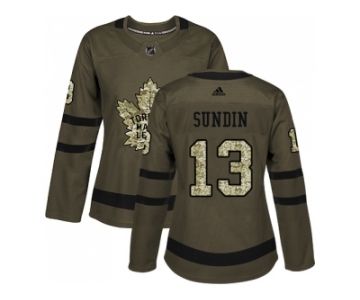 Women Adidas Toronto Maple Leafs #13 Mats Sundin Green Salute to Service Stitched NHL Jersey