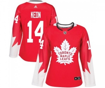 Women Adidas Toronto Maple Leafs #14 Dave Keon Authentic Red Alternate NHL Jersey