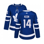 Women Adidas Toronto Maple Leafs #14 Dave Keon Authentic Royal Blue Home NHL Jersey