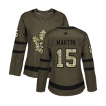 Women Adidas Toronto Maple Leafs #15 Matt Martin Authentic Green Salute to Service NHL Jersey