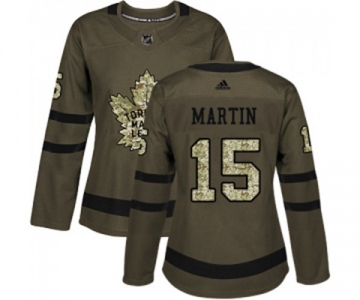 Women Adidas Toronto Maple Leafs #15 Matt Martin Authentic Green Salute to Service NHL Jersey