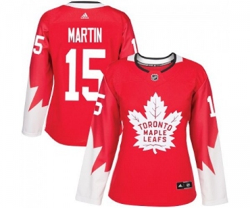 Women Adidas Toronto Maple Leafs #15 Matt Martin Authentic Red Alternate NHL Jersey