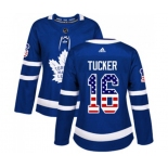 Women Adidas Toronto Maple Leafs #16 Darcy Tucker Authentic Royal Blue USA Flag Fashion NHL Jersey