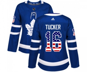 Women Adidas Toronto Maple Leafs #16 Darcy Tucker Authentic Royal Blue USA Flag Fashion NHL Jersey