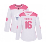 Women Adidas Toronto Maple Leafs #16 Darcy Tucker Authentic White Pink Fashion NHL Jersey