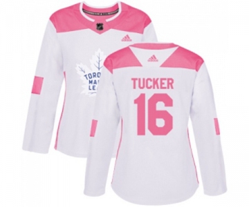 Women Adidas Toronto Maple Leafs #16 Darcy Tucker Authentic White Pink Fashion NHL Jersey