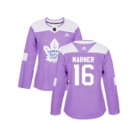 Women Adidas Toronto Maple Leafs #16 Mitchell Marner Purple Authentic Fights Cancer Stitched NHL Jersey