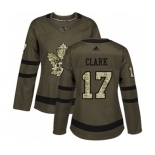 Women Adidas Toronto Maple Leafs #17 Wendel Clark Authentic Green Salute to Service NHL Jersey