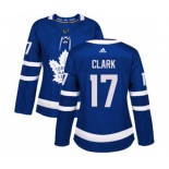 Women Adidas Toronto Maple Leafs #17 Wendel Clark Authentic Royal Blue Home NHL Jersey