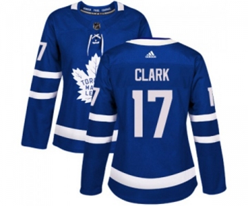 Women Adidas Toronto Maple Leafs #17 Wendel Clark Authentic Royal Blue Home NHL Jersey