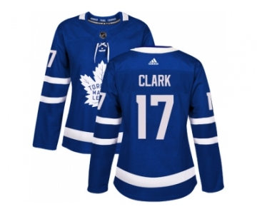 Women Adidas Toronto Maple Leafs #17 Wendel Clark Blue Home Authentic Stitched NHL Jersey