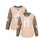 Women Adidas Toronto Maple Leafs #17 Wendel Clark Camo Authentic 2017 Veterans Day Stitched NHL Jersey