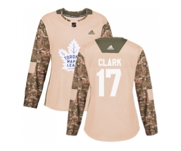 Women Adidas Toronto Maple Leafs #17 Wendel Clark Camo Authentic 2017 Veterans Day Stitched NHL Jersey