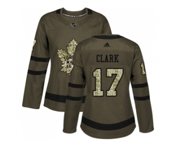 Women Adidas Toronto Maple Leafs #17 Wendel Clark Green Salute to Service Stitched NHL Jersey