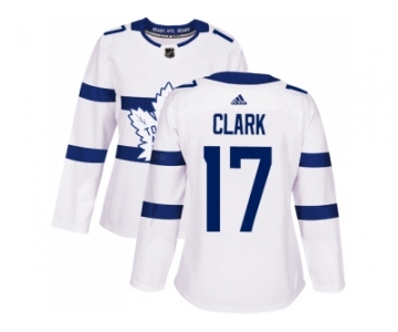 Women Adidas Toronto Maple Leafs #17 Wendel Clark White Authentic 2018 Stadium Series Stitched NHL Jersey