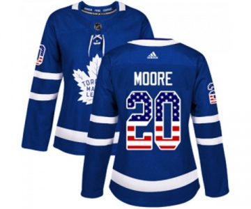 Women Adidas Toronto Maple Leafs #20 Dominic Moore Authentic Royal Blue USA Flag Fashion NHL Jersey