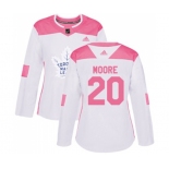 Women Adidas Toronto Maple Leafs #20 Dominic Moore Authentic White-Pink Fashion NHL Jersey