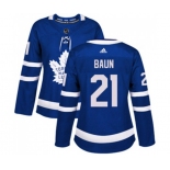 Women Adidas Toronto Maple Leafs #21 Bobby Baun Authentic Royal Blue Home NHL Jersey