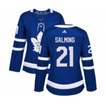 Women Adidas Toronto Maple Leafs #21 Borje Salming Authentic Royal Blue Home NHL Jersey