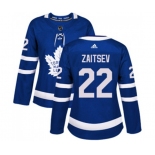 Women Adidas Toronto Maple Leafs #22 Nikita Zaitsev Authentic Royal Blue Home NHL Jersey