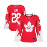 Women Adidas Toronto Maple Leafs #28 Tie Domi Authentic Red Alternate NHL Jersey