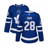 Women Adidas Toronto Maple Leafs #28 Tie Domi Authentic Royal Blue Home NHL Jersey