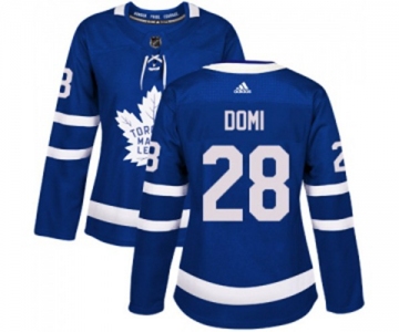 Women Adidas Toronto Maple Leafs #28 Tie Domi Authentic Royal Blue Home NHL Jersey