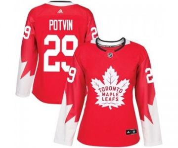 Women Adidas Toronto Maple Leafs #29 Felix Potvin Authentic Red Alternate NHL Jersey