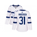 Women Adidas Toronto Maple Leafs #31 Frederik Andersen White Authentic 2018 Stadium Series Stitched NHL Jersey