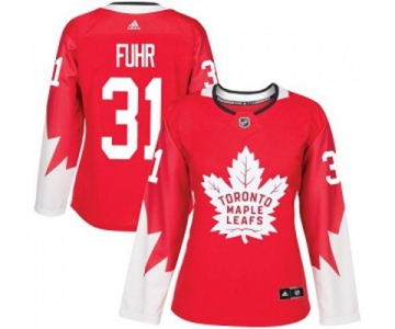 Women Adidas Toronto Maple Leafs #31 Grant Fuhr Authentic Red Alternate NHL Jersey